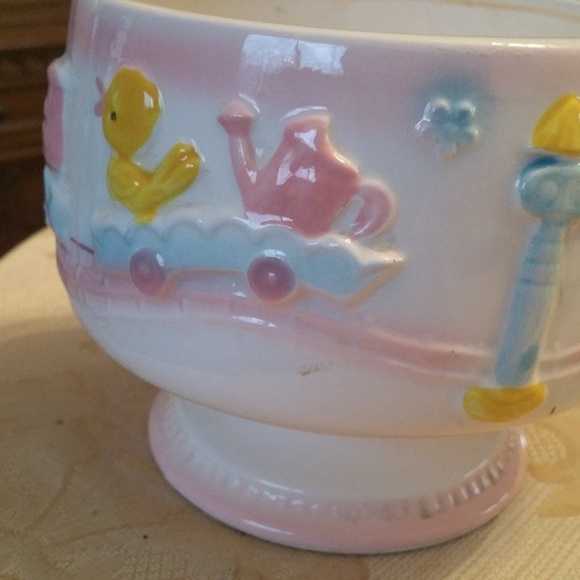 Vintage Round Hand Painted Nursery Planter Vase - Picture 3 of 5